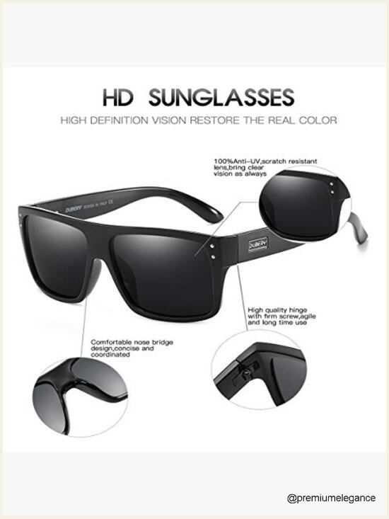 Retro Rectangular UV400 Polarized Sunglasses Wide Frame main image 6